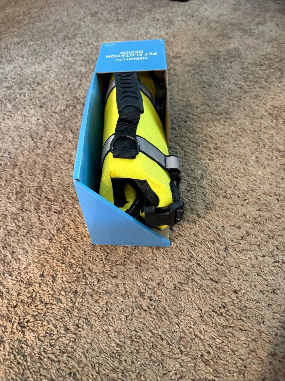 Vibrant Yellow XS Dog Life Jacket with Black Straps
